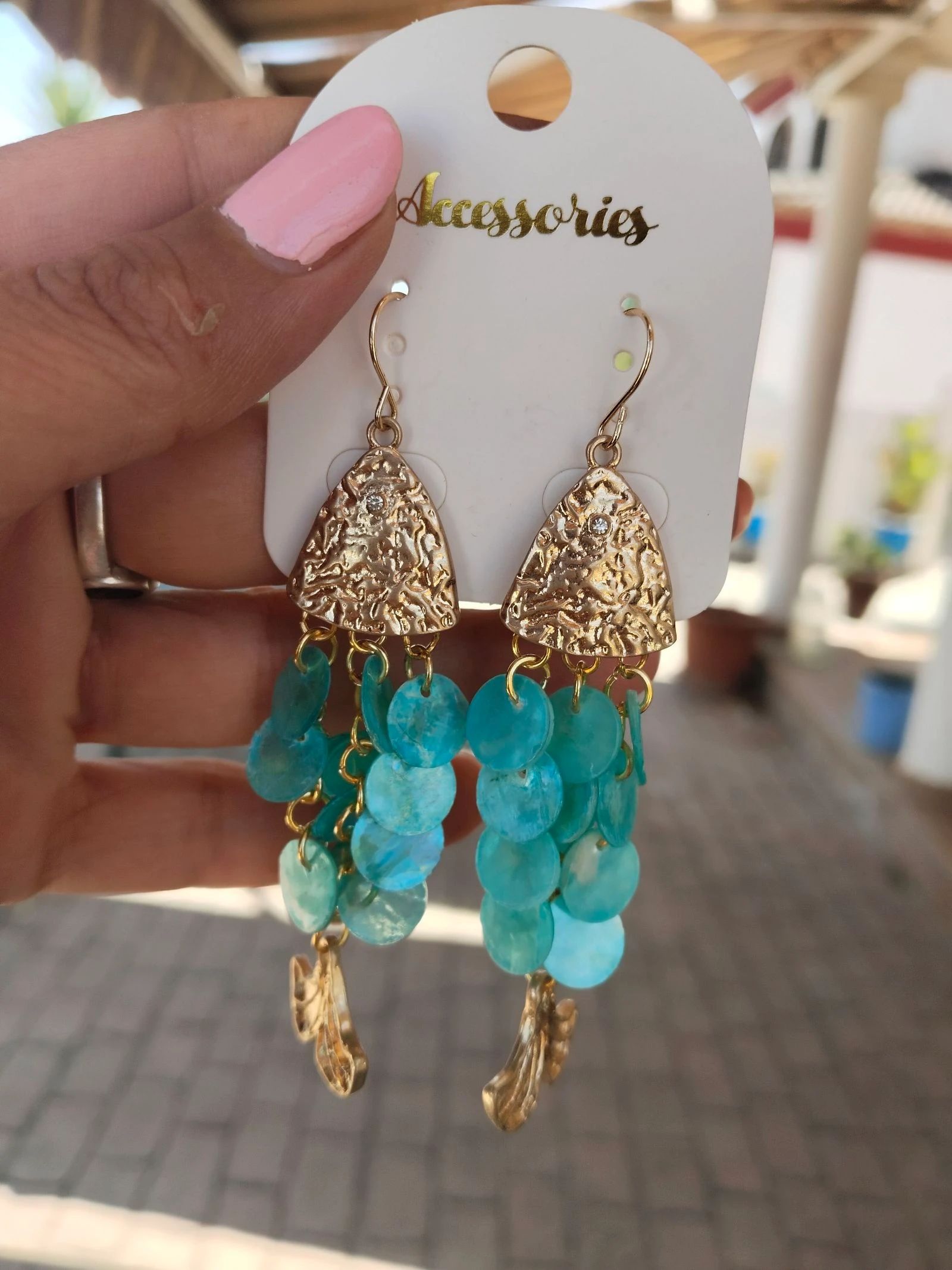 Pendientes 🐠 turquesas y dorados  – photo 2